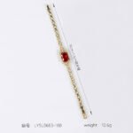 Wholesale Radiant Zircon Bracelet with cushion-cut main stone and filigree halo on platinum plated copper from JuneJewelry.com.