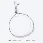 Wholesale Floral Zircon Bracelet with round paved cluster links on platinum plated copper from JuneJewelry.com