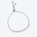 Wholesale Floral Zircon Bracelet with round paved cluster links on platinum plated copper from JuneJewelry.com