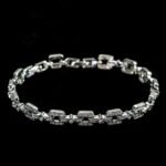 Wholesale Link Zircon Bracelet with geometric pave oval and rhombus links on platinum plated copper from JuneJewelry.com