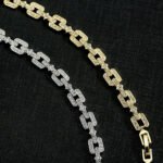 Wholesale Link Zircon Bracelet with geometric pave oval and rhombus links on platinum plated copper from JuneJewelry.com