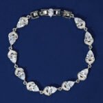 Wholesale Teardrop Zircon Bracelet with pear-cut CZ stones on platinum plated copper from JuneJewelry.com