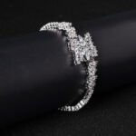 Wholesale Butterfly Zircon Bracelet with pave butterfly centerpiece on platinum plated copper from JuneJewelry.com
