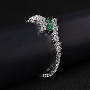 Wholesale Butterfly Zircon Bracelet with pave butterfly centerpiece on platinum plated copper from JuneJewelry.com