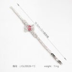 Wholesale Butterfly Zircon Bracelet with pave butterfly centerpiece on platinum plated copper from JuneJewelry.com