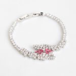 Wholesale Butterfly Zircon Bracelet with pave butterfly centerpiece on platinum plated copper from JuneJewelry.com