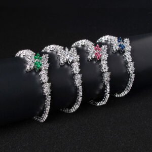 Wholesale Butterfly Zircon Bracelet with pave butterfly centerpiece on platinum plated copper from JuneJewelry.com