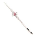 Wholesale Butterfly Zircon Bracelet with pave butterfly centerpiece on platinum plated copper from JuneJewelry.com
