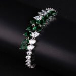 Wholesale Pear Zircon Bracelet with double-row teardrop CZ stones on platinum plated copper from JuneJewelry.com