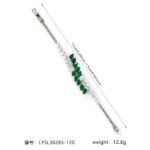 Wholesale Pear Zircon Bracelet with double-row teardrop CZ stones on platinum plated copper from JuneJewelry.com