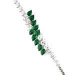 Wholesale Pear Zircon Bracelet with double-row teardrop CZ stones on platinum plated copper from JuneJewelry.com