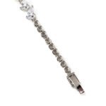Wholesale Pear Zircon Bracelet with double-row teardrop CZ stones on platinum plated copper from JuneJewelry.com