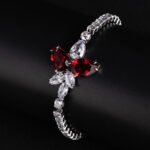 Wholesale Floral Zircon Bracelet with central pear and marquise CZ flower cluster on platinum plated copper from JuneJewelry.com