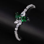 Wholesale Floral Zircon Bracelet with central pear and marquise CZ flower cluster on platinum plated copper from JuneJewelry.com