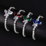 Wholesale Floral Zircon Bracelet with central pear and marquise CZ flower cluster on platinum plated copper from JuneJewelry.com