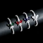 Wholesale Floral Zircon Bracelet with central pear and marquise CZ flower cluster on platinum plated copper from JuneJewelry.com