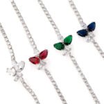 Wholesale Floral Zircon Bracelet with central pear and marquise CZ flower cluster on platinum plated copper from JuneJewelry.com