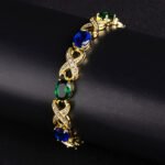 Wholesale Infinity Zircon Bracelet featuring oval CZ gems and paved cross links on platinum plated copper from JuneJewelry.com