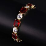 Wholesale Radiant Zircon Bracelet with alternating emerald-cut and oval CZ stones on platinum plated copper from JuneJewelry.com