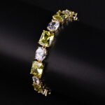 Wholesale Radiant Zircon Bracelet with alternating emerald-cut and oval CZ stones on platinum plated copper from JuneJewelry.com