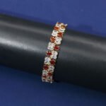 Wholesale Deluxe Zircon Bracelet featuring double rows of oval CZ stones on platinum plated copper from JuneJewelry.com