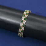 Wholesale Deluxe Zircon Bracelet featuring double rows of oval CZ stones on platinum plated copper from JuneJewelry.com