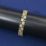 Wholesale Deluxe Zircon Bracelet featuring double rows of oval CZ stones on platinum plated copper from JuneJewelry.com