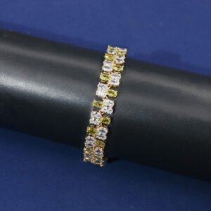 Wholesale Deluxe Zircon Bracelet featuring double rows of oval CZ stones on platinum plated copper from JuneJewelry.com