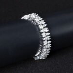 Wholesale Marquise Zircon Bracelet featuring multi-row marquise CZ stones in feather pattern on platinum plated copper from JuneJewelry.com