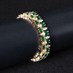 Wholesale Marquise Zircon Bracelet featuring multi-row marquise CZ stones in feather pattern on platinum plated copper from JuneJewelry.com