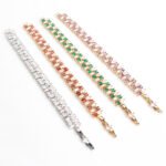 Wholesale Marquise Zircon Bracelet featuring multi-row marquise CZ stones in feather pattern on platinum plated copper from JuneJewelry.com