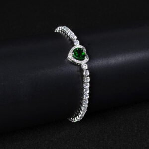 Wholesale Heart Zircon Bracelet featuring a paved heart centerpiece on a tennis chain with platinum plated copper from JuneJewelry.com