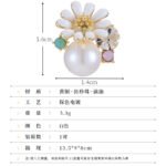 Gold-plated flower stud earrings featuring a white enamel daisy blooming over a smooth faux pearl, accented with a faceted crystal, turquoise bead, and lavender stone.