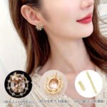Maple leaf oval cubic zirconia stud earrings with micro-paved scalloped halo border and 925 sterling silver posts