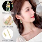 Geometric CZ cluster drop earrings featuring a bouquet of mixed-cut cubic zirconia and a large emerald-cut center gem with 925 sterling silver posts