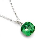 Wholesale 10mm crystal pendant necklace featuring platinum plated copper with ocean blue cushion cut Swarovski element crystal from JuneJewelry.com.
