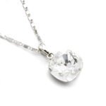 Wholesale 10mm crystal pendant necklace featuring platinum plated copper with ocean blue cushion cut Swarovski element crystal from JuneJewelry.com.
