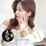 Colorful floral CZ cluster earrings featuring multi-color cubic zirconia flower blossoms set on an 18K gold-plated brass base with 925 sterling silver posts.