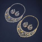 Wholesale Spiral Pearl Set featuring a CZ spiral vine collar with multicolored shell pearls on gold plated copper from JuneJewelry.com.