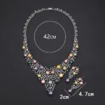 Wholesale Lattice Pearl Set featuring a CZ branch grid collar with colorful shell pearls on gold plated copper from JuneJewelry.com.
