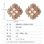 Vintage enamel pearl flower stud earrings featuring a four-petal clover motif set with central pearls, micro-pavé CZ halo, rich enamel accents, and 925 sterling silver posts