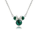 Crystal bow mouse necklace wholesale featuring round Swarovski element crystal mouse silhouette with paved crystal bow, palladium-plated copper chain from junejewelry.com.