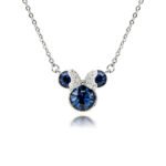 Crystal bow mouse necklace wholesale featuring round Swarovski element crystal mouse silhouette with paved crystal bow, palladium-plated copper chain from junejewelry.com.