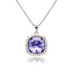 Cushion cut Swarovski Element halo pendant necklace
