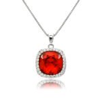 Cushion cut Swarovski Element halo pendant necklace