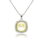 Cushion cut Swarovski Element halo pendant necklace
