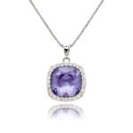 Cushion cut Swarovski Element halo pendant necklace