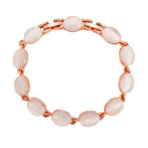 Wholesale cabochon cat eye bracelet in rose gold plated zinc alloy with continuous oval cat eye stones from JuneJewelry.com.