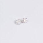Niche textured pearl flower jewelry set wholesale featuring a lustrous central synthetic pearl nestled within textured, pave-set cubic zirconia flower petals with matching stud earrings from junejewelry.com