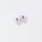 Niche feather crystal cluster jewelry set wholesale featuring marquise CZ leaf cluster pendants topped with pear-cut colored gemstones with matching earrings and ring from junejewelry.com